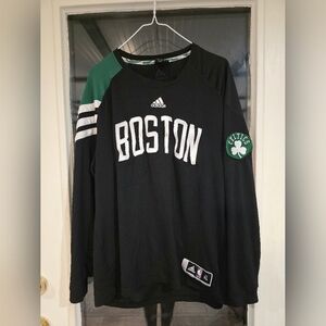 Adidas Boston Celtics Black Long Sleeve Shirt Warm Up Jersey XL Extra Large